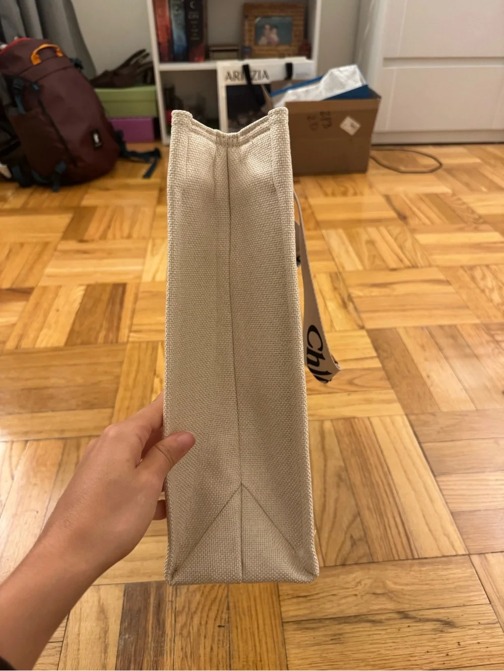 Fake Chloe Large Woody Linen Tote